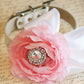 Pink Peony and White Floral Dog Collar, Pet Wedding , Wedding dog collar