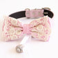 Pink bow tie collar Leather collar Dog ring bearer ring bearer adjustable handmade M to XXL collar bow, Proposal , Wedding dog collar