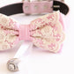 Pink bow tie collar Leather collar Dog ring bearer ring bearer adjustable handmade M to XXL collar bow, Proposal , Wedding dog collar