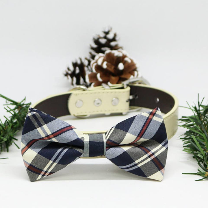 Plaid Burly wood dog bow tie Collar, Wedding lovers, dog birthday gift , Wedding dog collar