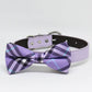 Lavender Dog Bow Tie, Pet plaid Wedding, Dog Lovers , Wedding dog collar