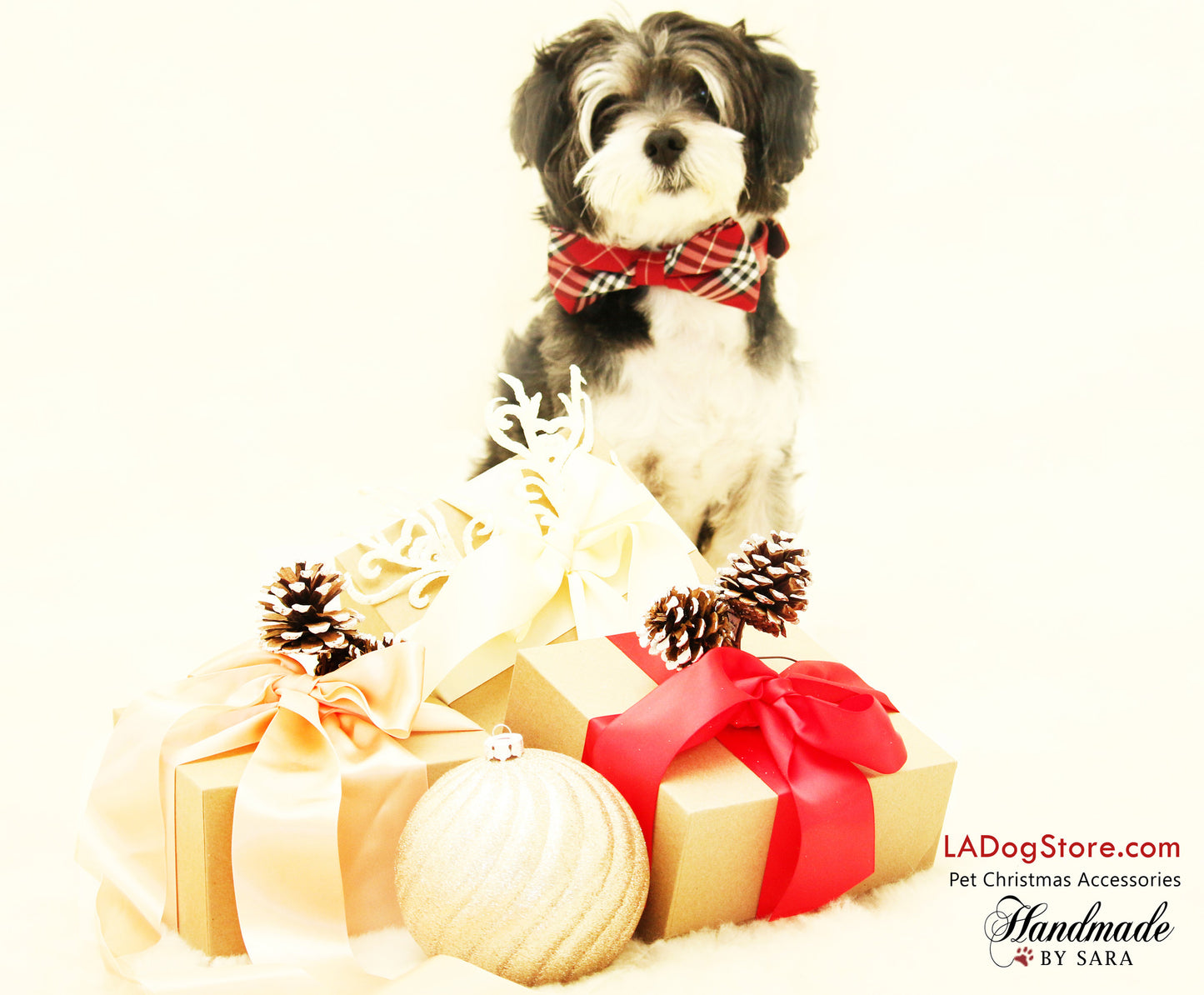 Plaid Red Dog Bow Tie to collar, dog birthday Gift , Wedding dog collar