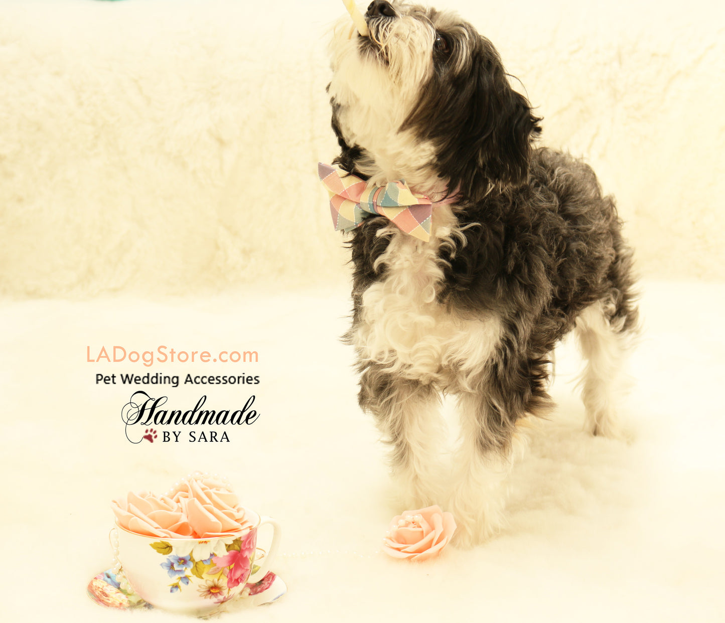 Plaid Dog Bow tie attached to collar, Dog birthday, wedding accessory , Wedding dog collar