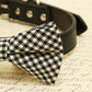 Black dog Bow tie attached to collar, Pet wedding, Plaid black bow tie , Wedding dog collar