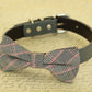 Plaid dog Bow Tie attached to collar, Dog birthday gift, dog lovers, Gray Wedding , Wedding dog collar