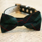 Plaid Green bow tie attached to collar, green plaid wedding pet bow tie, dog gifts , Wedding dog collar
