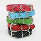 Red Polka dots dog collar, Rhinestone buckle, Cat pet collar, PU Leather, Love Red , Wedding dog collar