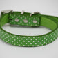 Green Polka dots dog collar, Rhinestone buckle, Cat pet collar, PU Leather - LA Dog Store  - 2