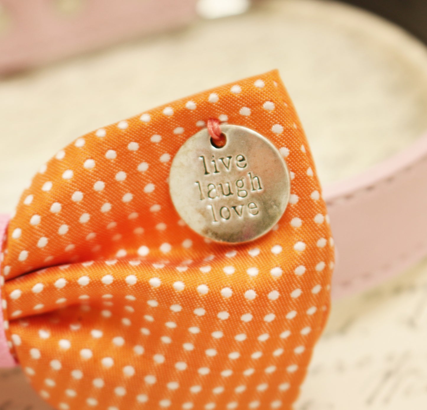 Orange Bow Tie attached to dog collar, Country Rustic wedding, dog birthday , Wedding dog collar