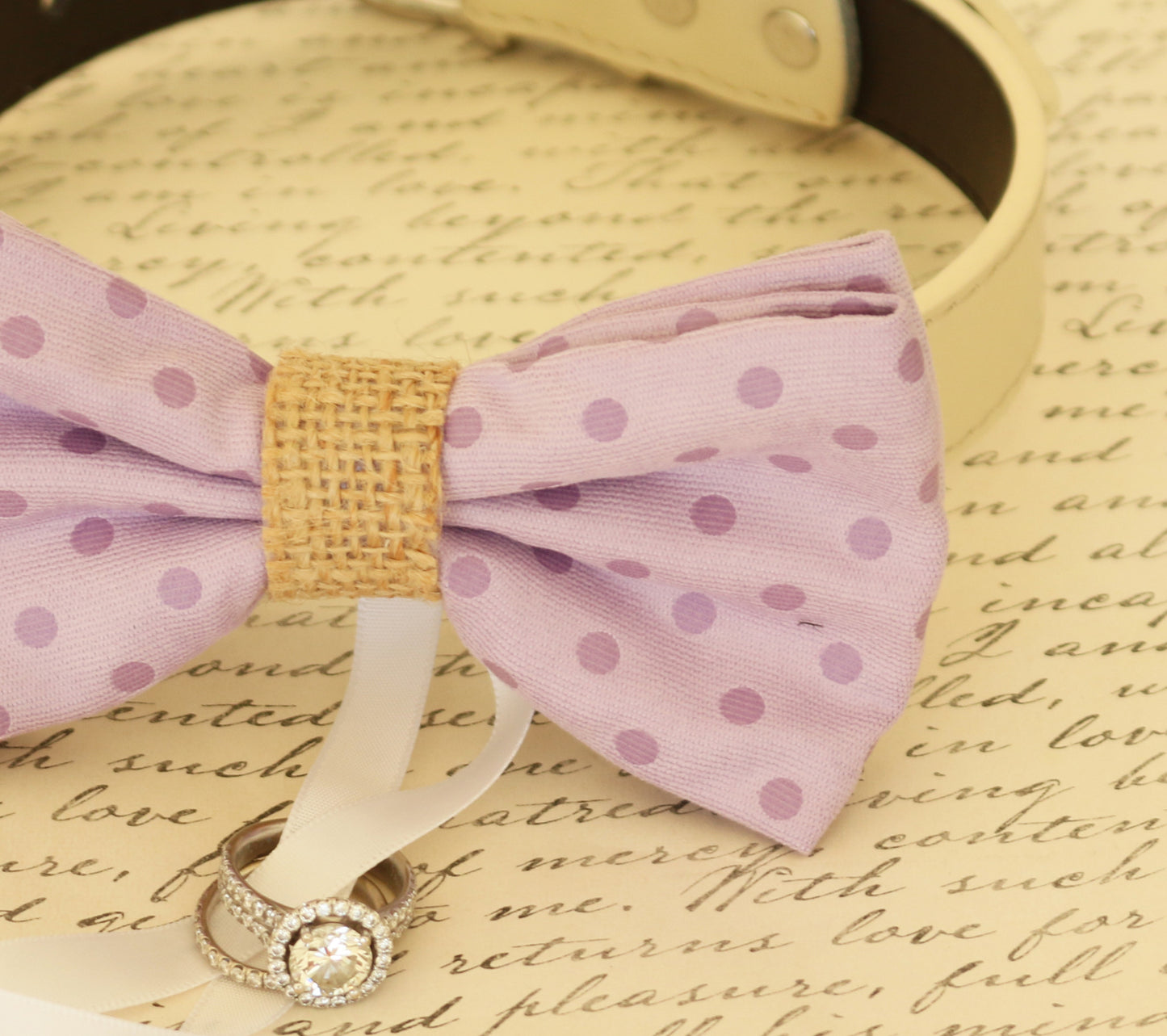 Purple Dog Bow Tie ring bearer, Burlap Wedding, Proposal, Dog collar , Wedding dog collar