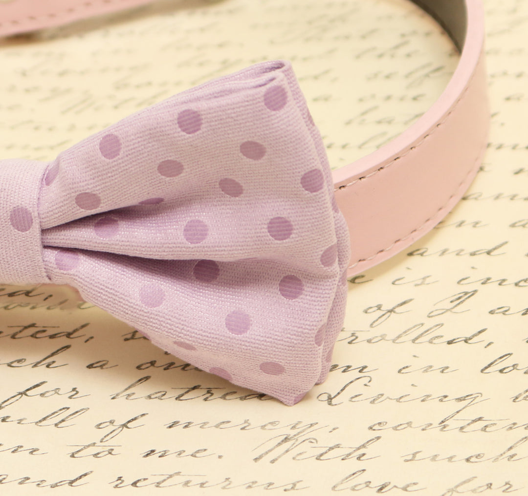 Purple Dog Bow Tie attached to collar, Pet wedding accessory , Wedding dog collar