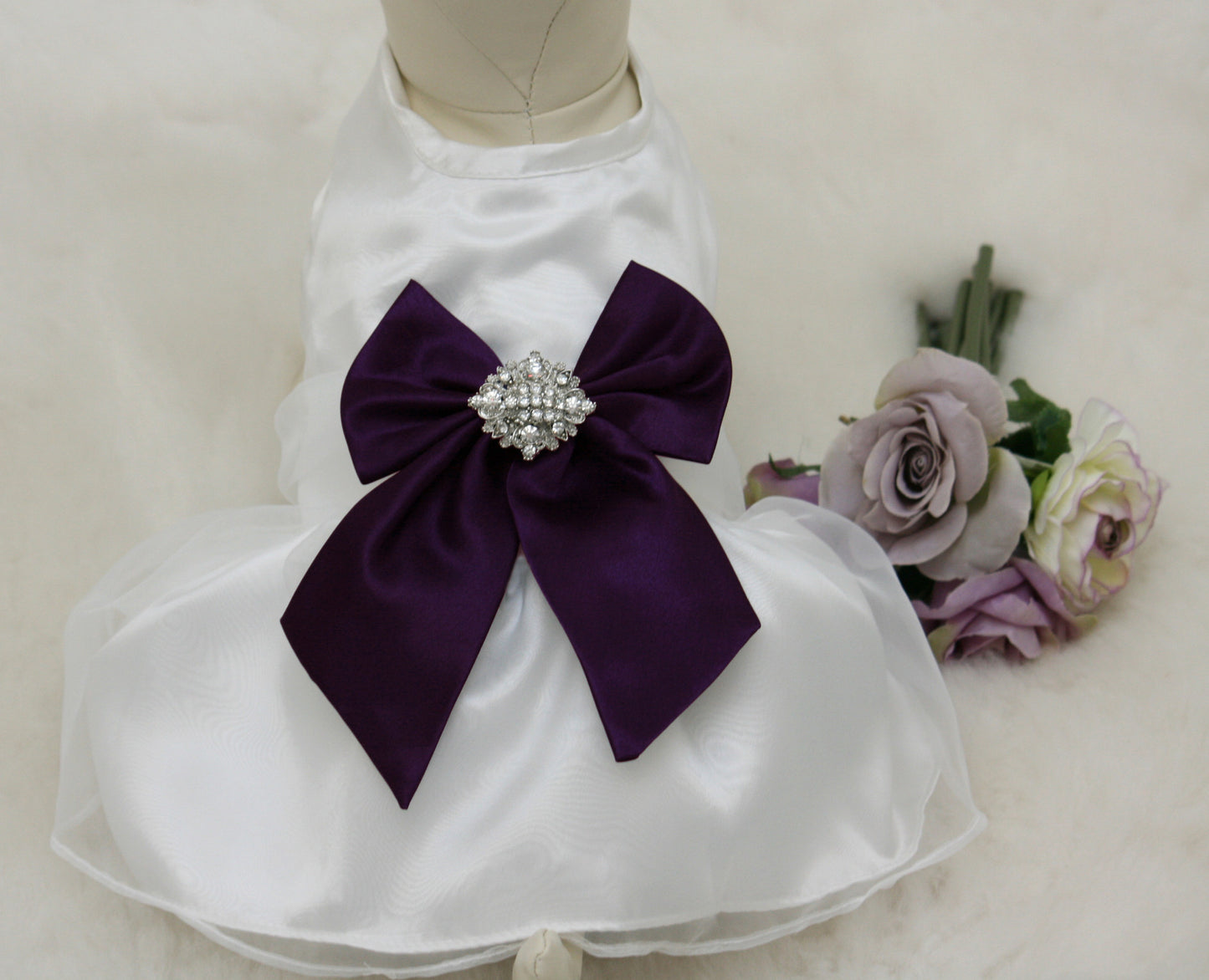 Purple Dog Dress, Dog Birthday gift, Purple Pet wedding accessory , Wedding dog collar