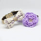 Purple and Lavender Wedding Two Dog Collars, Purple Lace bow tie and Floral Lavender Dog Collar, Handmade , Wedding dog collar