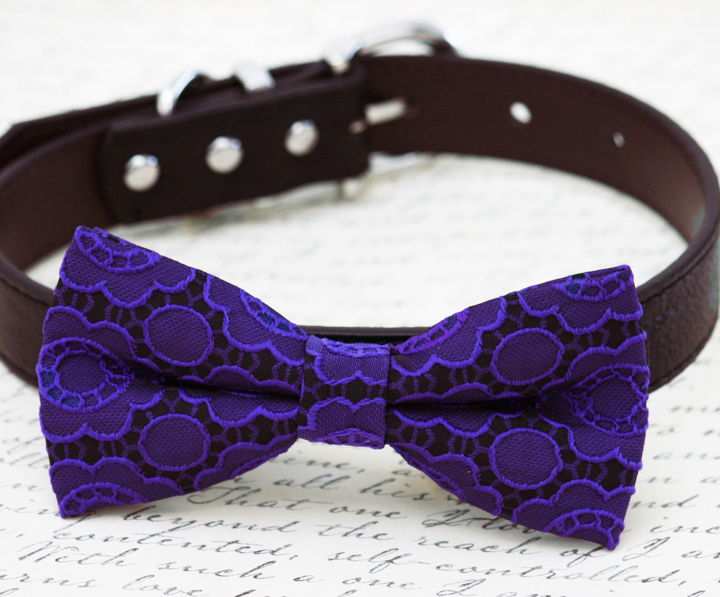 Purple dog Bow tie collar, Dog birthday, Purple wedding, dog lovers , Wedding dog collar