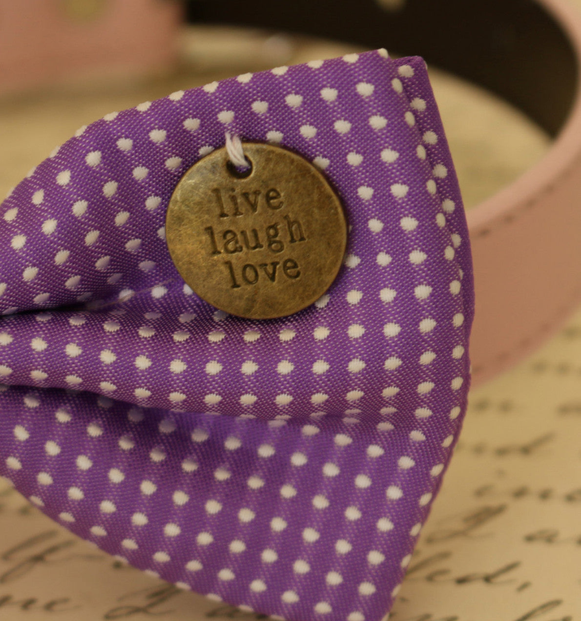 Purple Dog Bow Tie attached to collar, dog birthday, Purple wedding, Charm , Wedding dog collar
