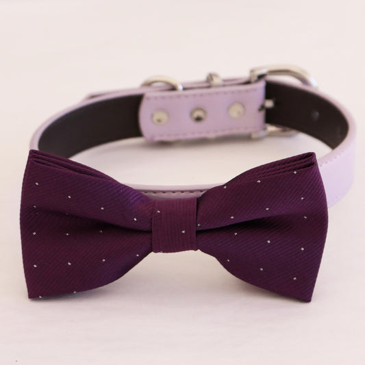 Purple bow tie collar XS to XXL collar and bow tie, adjustable, Puppy bow tie, handmade, Dog ring bearer ring bearer , Wedding dog collar
