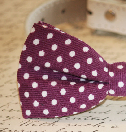 Raspberry Polka dots Dog Bow tie attach to collar, Raspberry wedding , Wedding dog collar