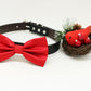 Red dog bow tie collar, Red leather collar, Dog collar, Handmade, Black, Red, White dog collar, Puppy dog collar, cat bow tie collar , Wedding dog collar
