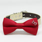 Red Dog Bow tie Collar, Charm (Double Heart), birthday gift, Pet wedding accessory , Wedding dog collar