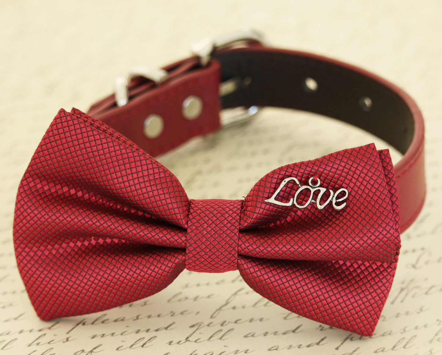 Red Dog Bow tie collar, Pet wedding accessory, Dog birthday gift , Wedding dog collar