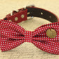 Red Dog Bow Tie collar, Red Polka dots, Charm, Dog Birthday gift , Wedding dog collar