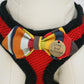 Red Dog Harness with colorful bow and a black leash, colorful bow with a charm , Wedding dog collar