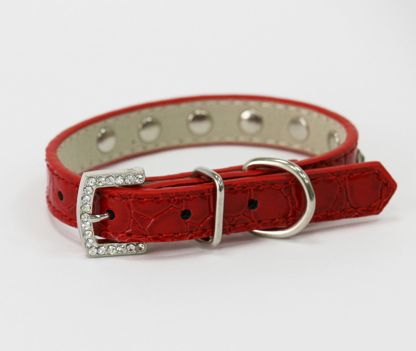 Rhinestone dog Collar, Red Leather collar , Wedding dog collar