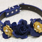 Navy and Gold wedding dog collar, Floral Pet Wedding, Navy Gold Wedding , Wedding dog collar