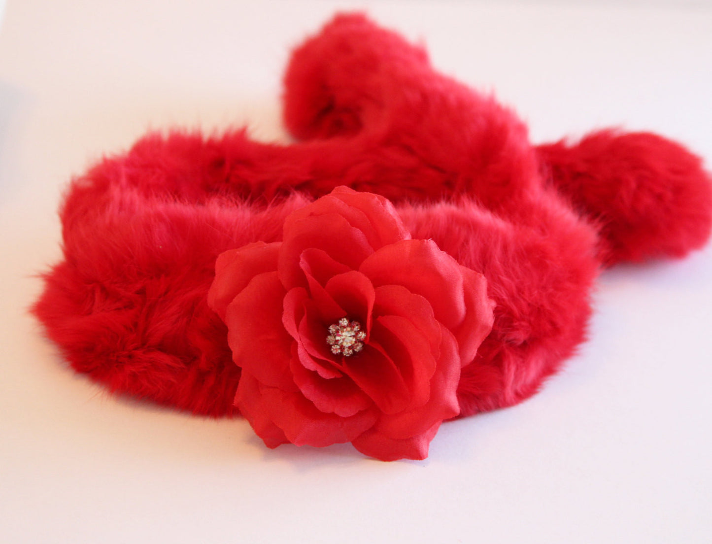 Red Dog Shawl, Red Shawl with Red flower and Rhinestone, Cute Chic Dog Accessory , Wedding dog collar