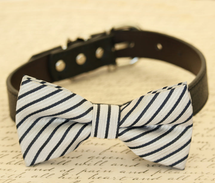 Silver dog bow tie attached to collar, wedding accessory, silver wedding , Wedding dog collar