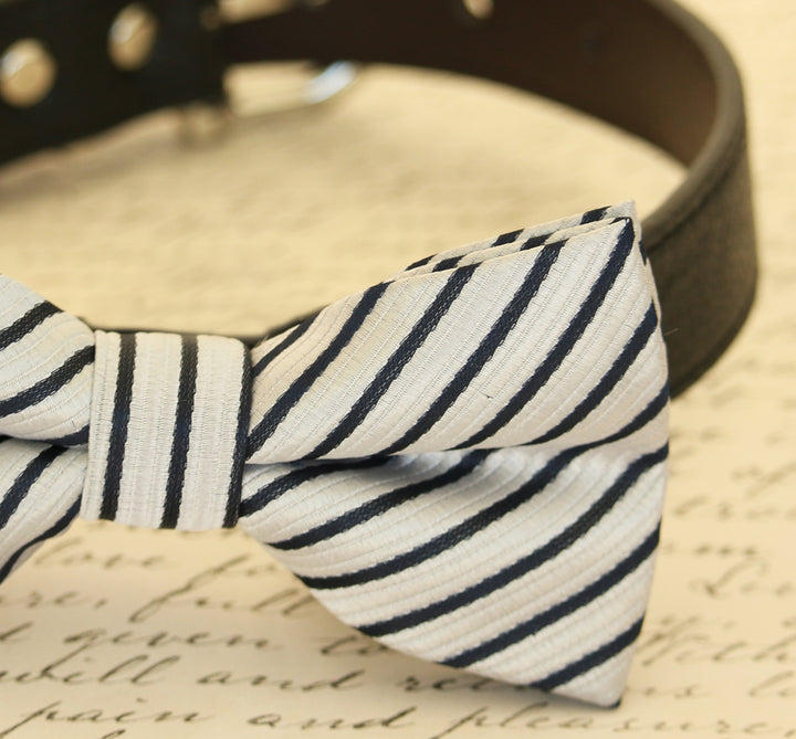 Silver dog bow tie attached to collar, wedding accessory, silver wedding , Wedding dog collar