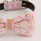 Pink Lace Burlap Dog Bow Tie collar, Pink Lovers, Handmade dog collar M to XXL collar, adjustable, proposal, dog ring bearer , Wedding dog collar