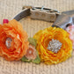 wedding Floral Dog Collar, Yellow, Orange, pink, peach and Green , Wedding dog collar