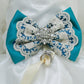 Teal Blue Dog dress, ring bearer, pet Wedding accessory, Beach, Proposal, Lace and Rhinestone , Wedding dog collar