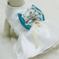 Teal Blue Dog dress, ring bearer, pet Wedding accessory, Beach, Proposal, Lace and Rhinestone , Wedding dog collar