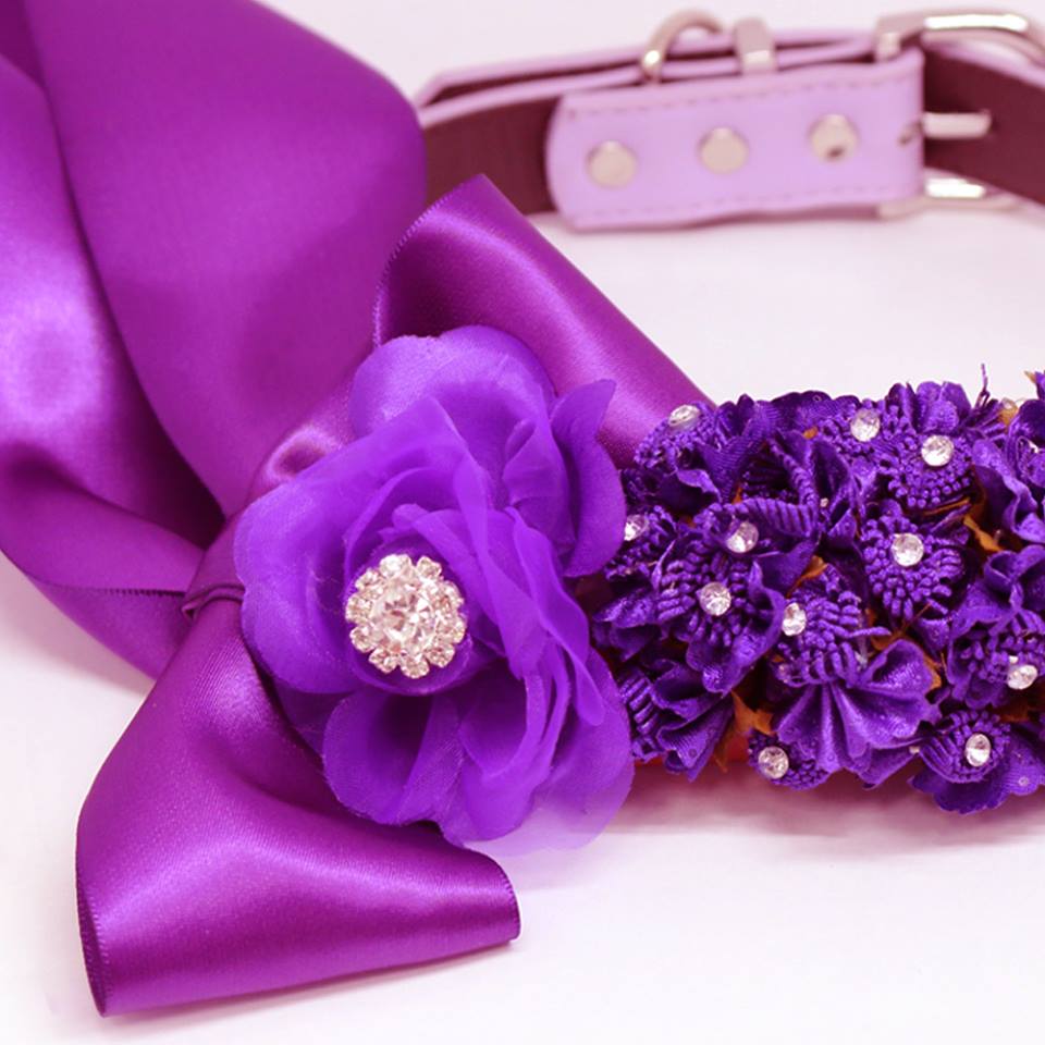 Ultra Violet Wedding Dog Collar, High Quality Rose Flowers, Pet Wedding Accessory , Wedding dog collar