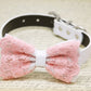 White Pink Lace Dog Bow Tie collar, Summer Beach Wedding, Lace Pet wedding , Wedding dog collar