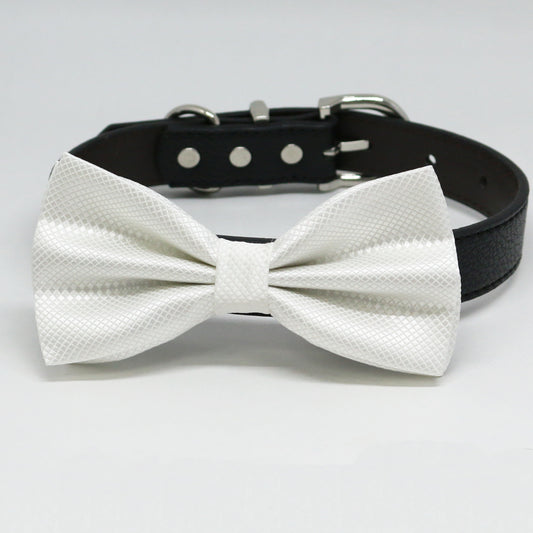 White Dog Bow Tie with high quality collar, Pet Wedding accessory , Wedding dog collar