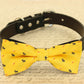 Yellow Dog Bow tie attached to collar, birthday gift, Yellow-Navy bow tie , Wedding dog collar