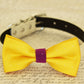 Yellow dog bow tie attached to collar, Yellow and violet, Birthday gift, Colorful , Wedding dog collar