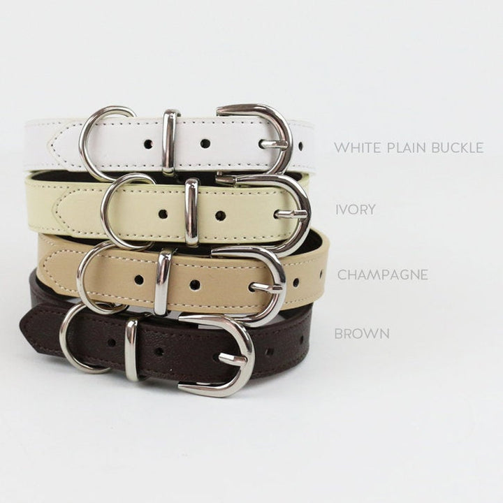 Leather Dog Cat Collar With Charm XS For Puppy Kitten Pet Collar In Black Brown Red Pink Navy Green Blue