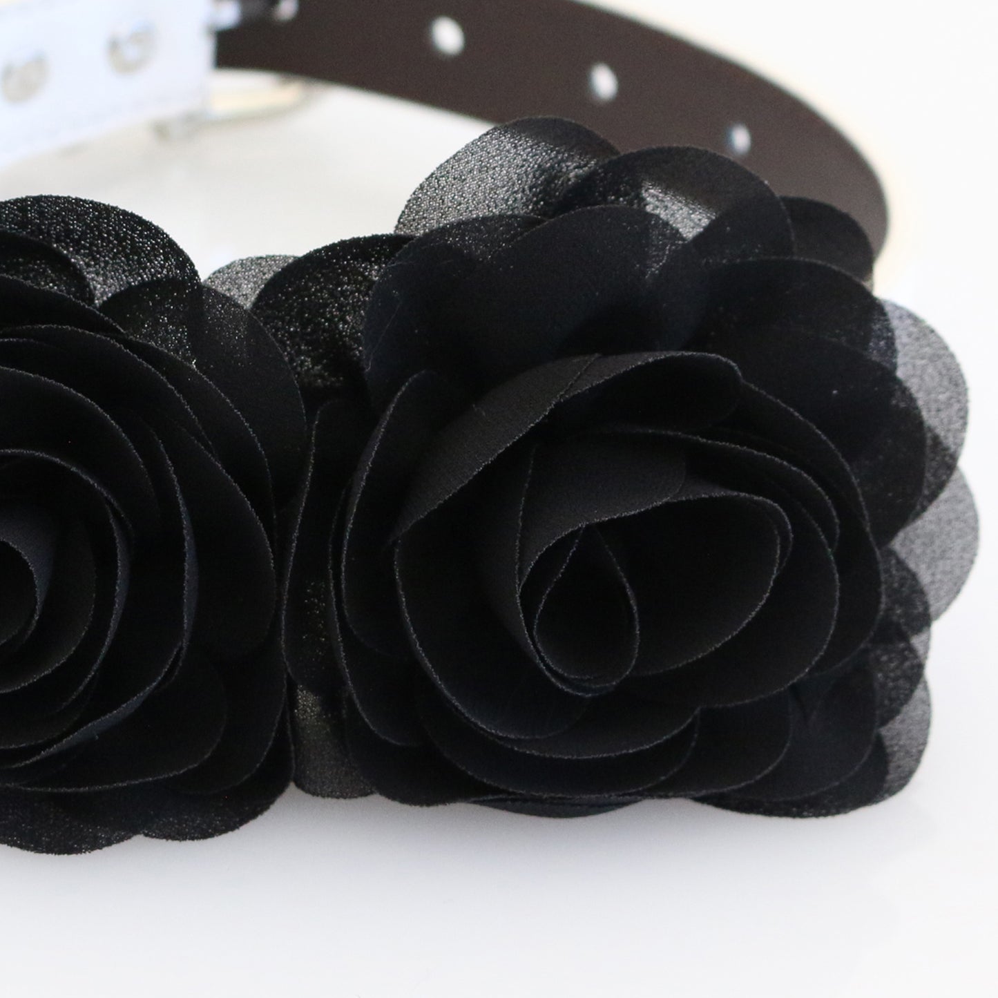 Black Flower dog collar, Handmade flower leather collar, Dog ring bearer proposal XS to XXL collar, Puppy Girl flower collar, dog lover gift