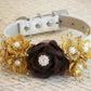 Gold and Brown Floral Dog Collar, Pet wedding accessory , Wedding dog collar