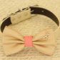Champagne and coral dog Bow tie attached to dog collar, Pet accessory, Charm , Wedding dog collar