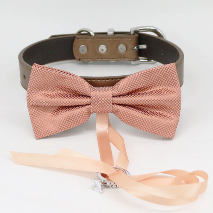 Copper bow tie collar Leather collar Dog ring bearer ring bearer adjustable handmade XS to XXL collar bow, Puppy, Proposal, Copper  collar , Wedding dog collar