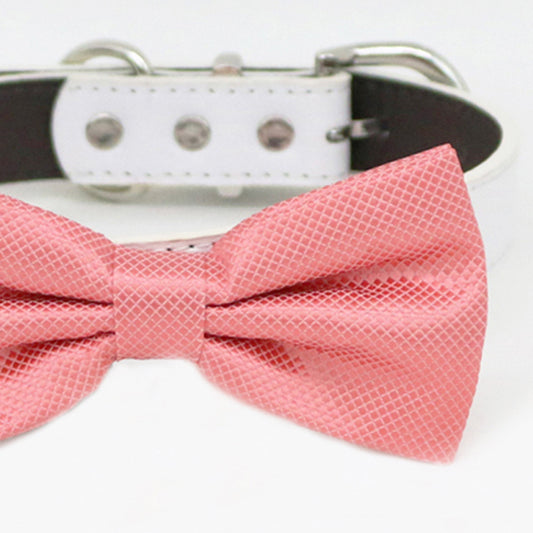 Coral bow tie collar XS to XXL collar and bow tie, adjustable, Puppy bow tie, handmade, Dog ring bearer ring bearer , Wedding dog collar