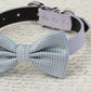 Gray bow tie Dog Collar, Black Gray Brown Ivory Champagne Copper Gold or white Leather dog collar, Puppy bow tie, XS to XXL collars and bow , Wedding dog collar