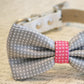 Gray and Hot pink Dog Bow Tie, Birthday Gift, Dog Lovers, Pet wedding , Wedding dog collar