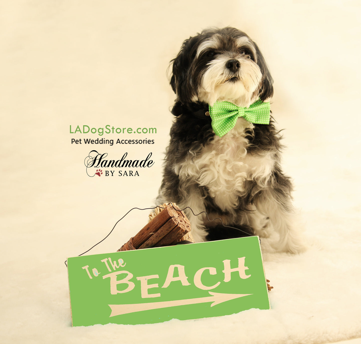 Green Dog Bow tie attached to collar, Dog birthday gift, Pet wedding accessory , Wedding dog collar