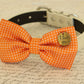 Orange Dog Bow tie attached to dog collar, Pet wedding accessory , Wedding dog collar